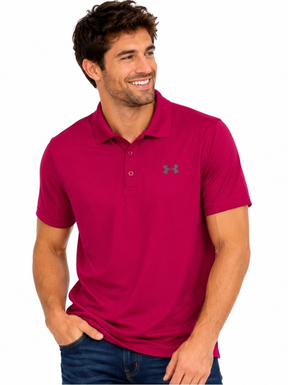 Under Armour Heat Gear Men’s Pink Short Sleeve Casual Golf Preppy Polo Medium